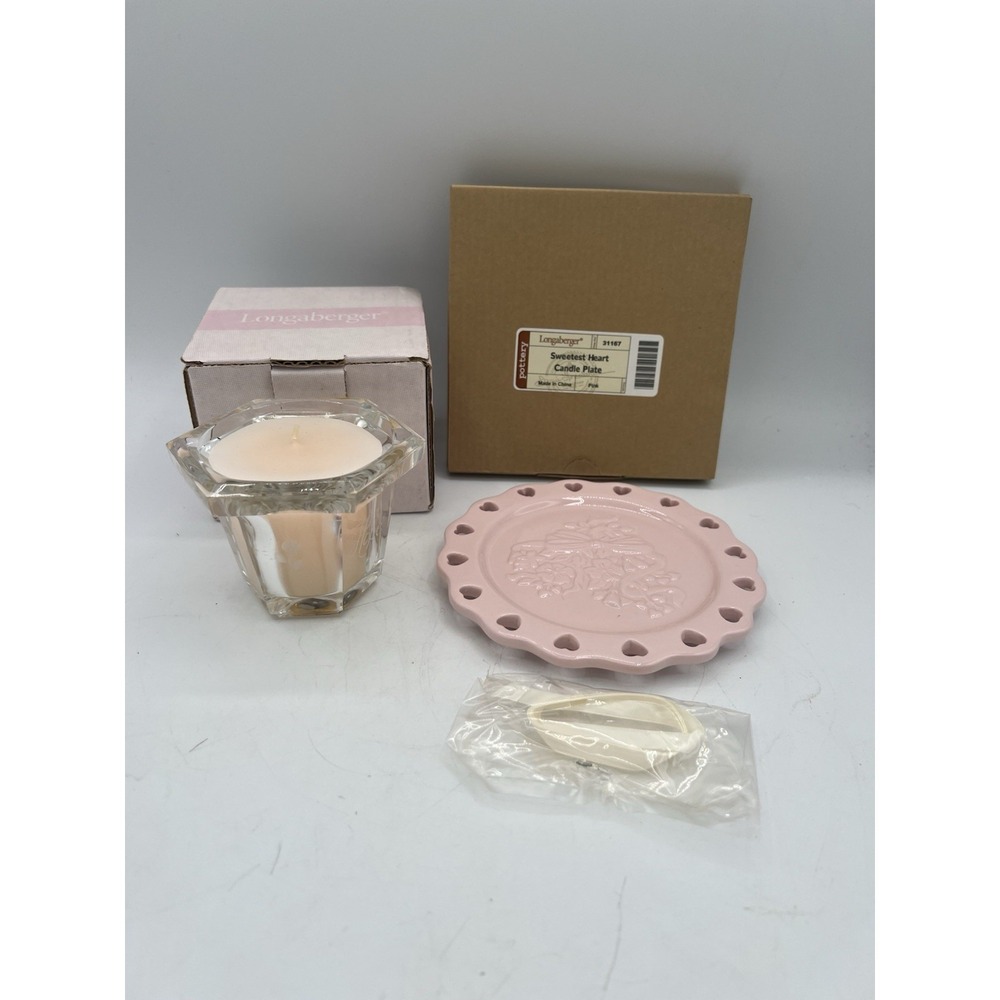 π Longaberger Sweetest Heartβ Candle Plate & HOH Hope's Garden CandleβRomantic